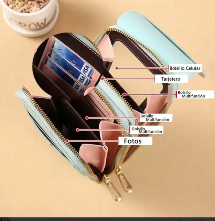 BOLSO DE LUJO PORTA CELULAR MULTIFUNCIONA