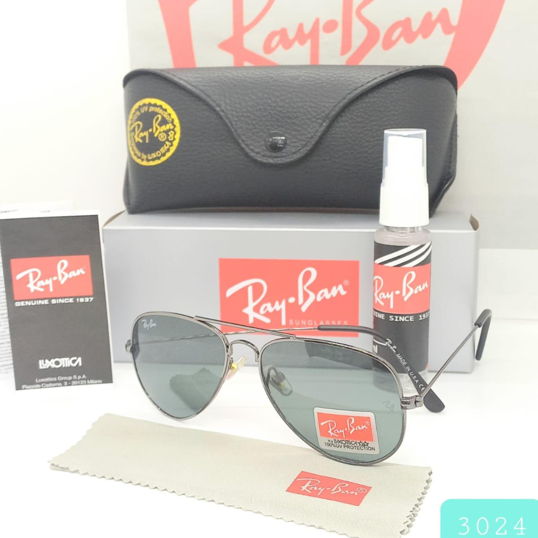 RELOJ ROLEX PLATA NEGRO + GAFAS RAYBAN