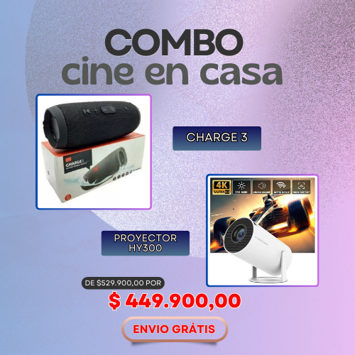 🎬 Combo Proyector HY300 + Parlante Charge 3 – Cine y sonido en cualquier lugar 🔊