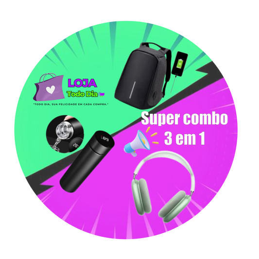 Combo maleta antirrobo + Termo Digital + Auricular Bluetooth