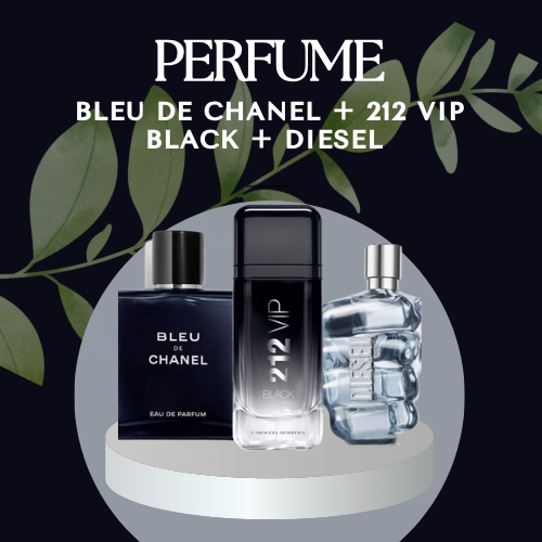 PERFUMES BLEU DE CHANEL + DIESEL + 212 VIP BLACK